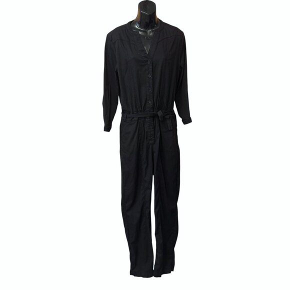 BA&SH Paros Black Tencel 3/4 Sleeve Jumpsuit Women's size 2 - Picture 3 of 9